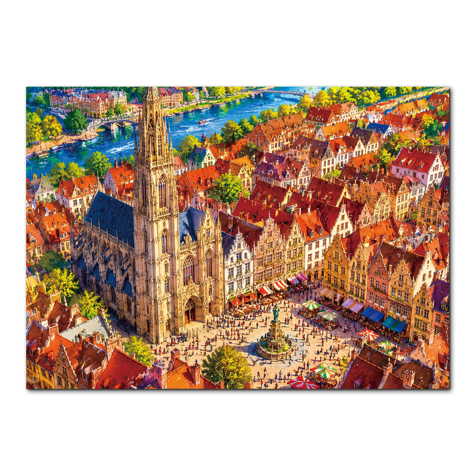 kaayee-clock-kit-sunlit-clocktower-town-1000-teile-puzzle-standard image 1