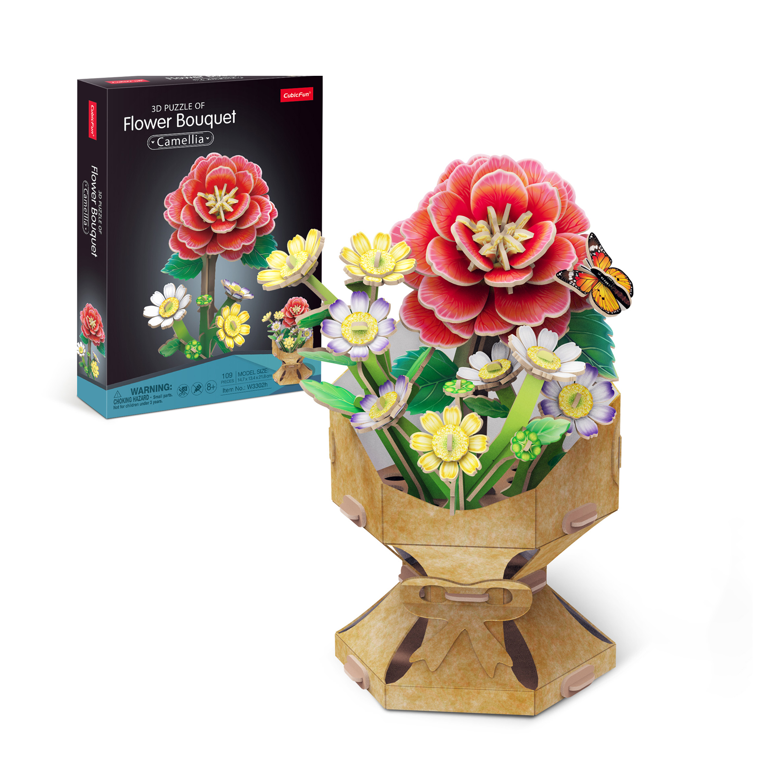 cubicfun-botanical-w3302h-kamelie-3d-puzzle-blume image 1