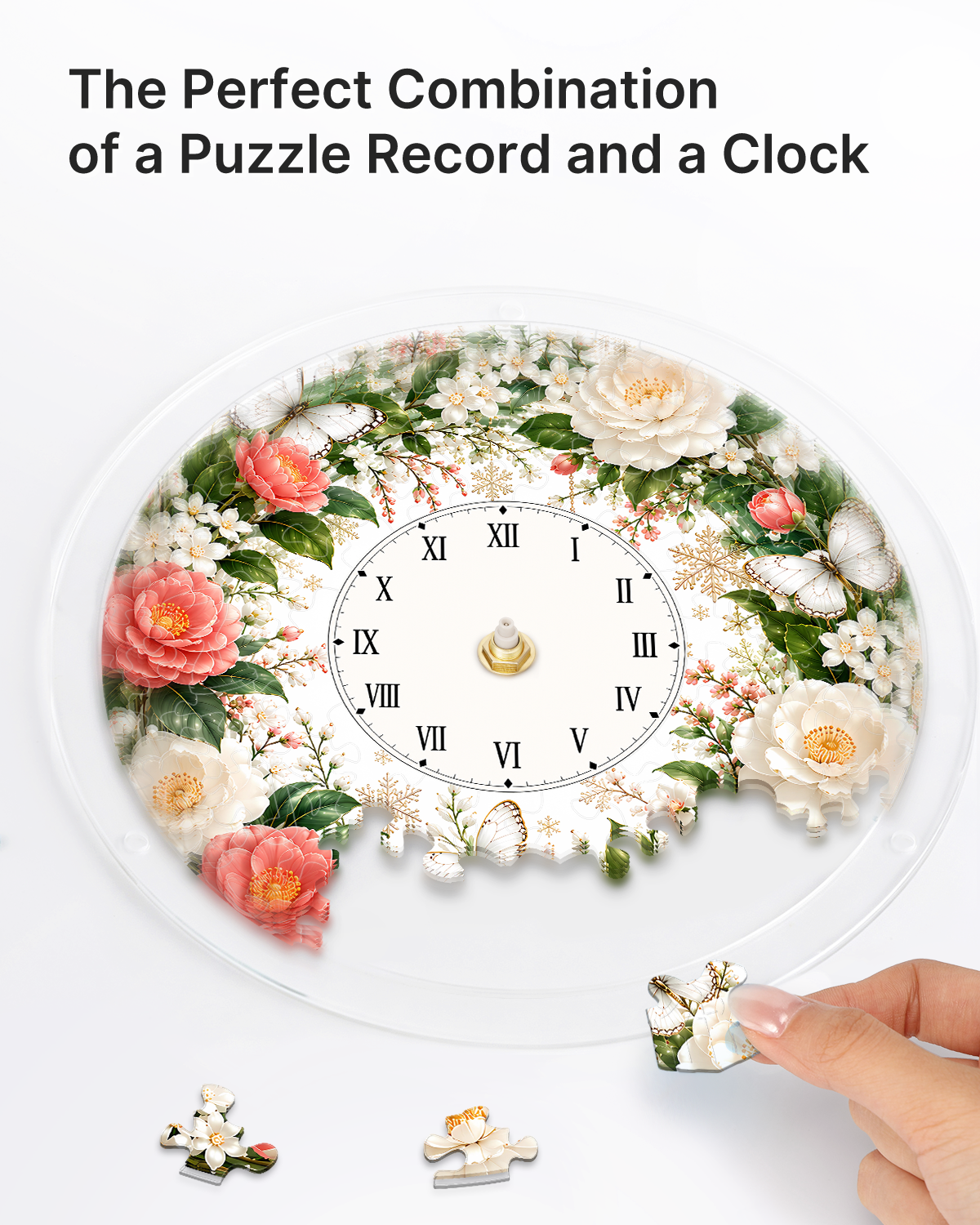 kaayee-clock-kit-pink-white-rose-dream-wanduhr-regular-size image 2