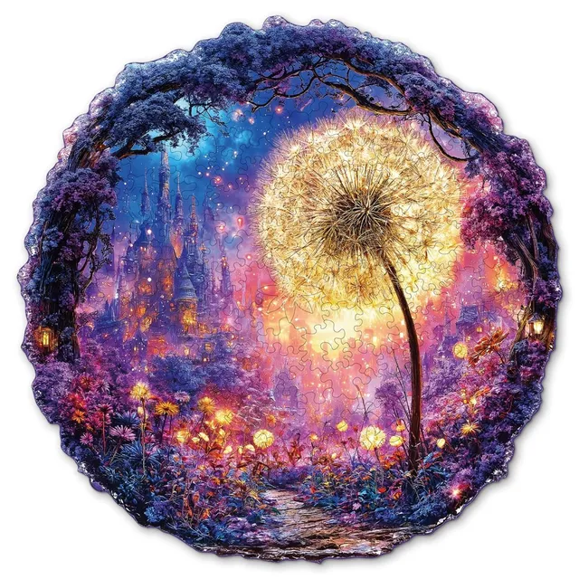 kaayee-starlight-plants-holzpuzzle-medium-rund-fantasy-pusteblume image 1