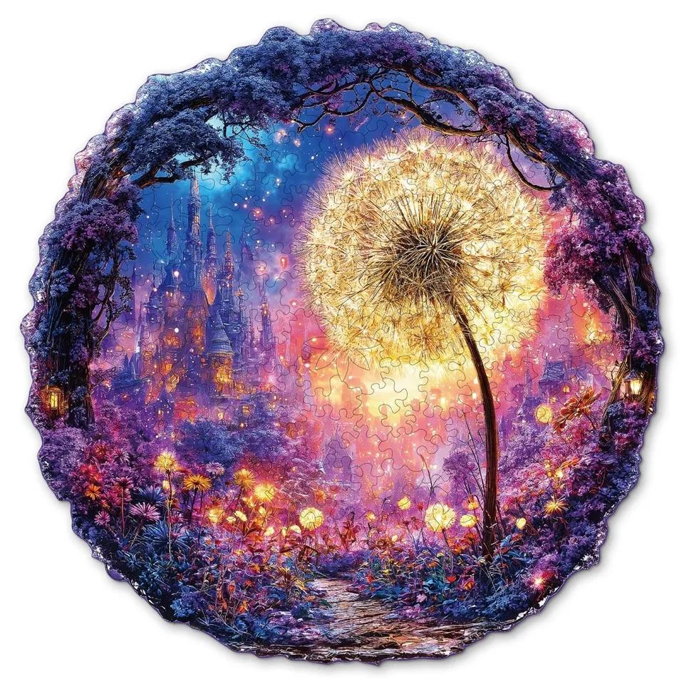 kaayee-starlight-plants-holzpuzzle-medium-rund-fantasy-pusteblume image 1