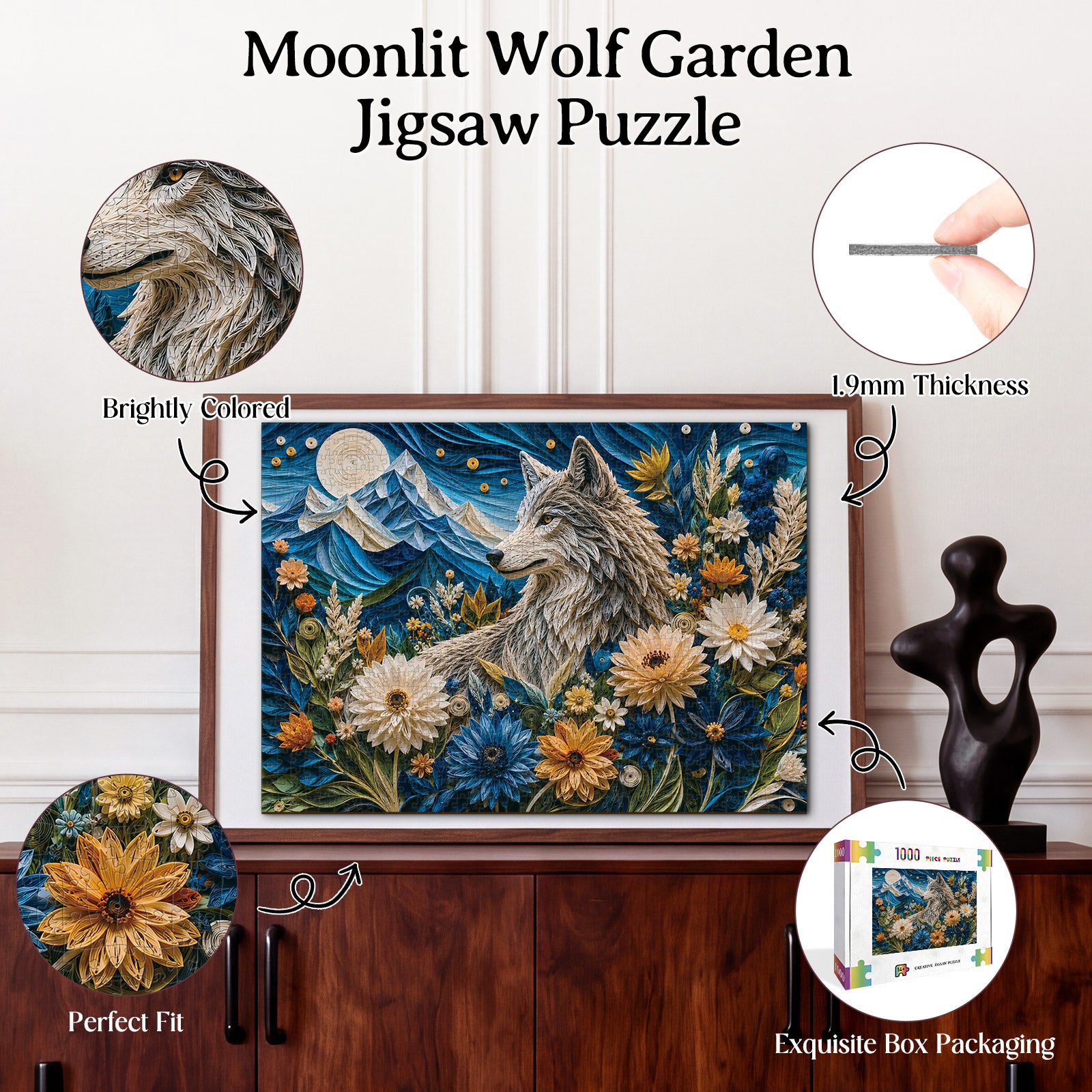 kaayee-cardboard-moonlit-wolf-garden-puzzle-1000-teile image 3
