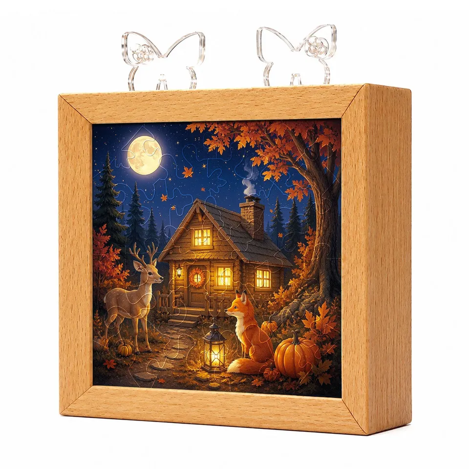 kaayee-night-light-thankful-forest-cabin-nachtlicht-holzrahmen image 1