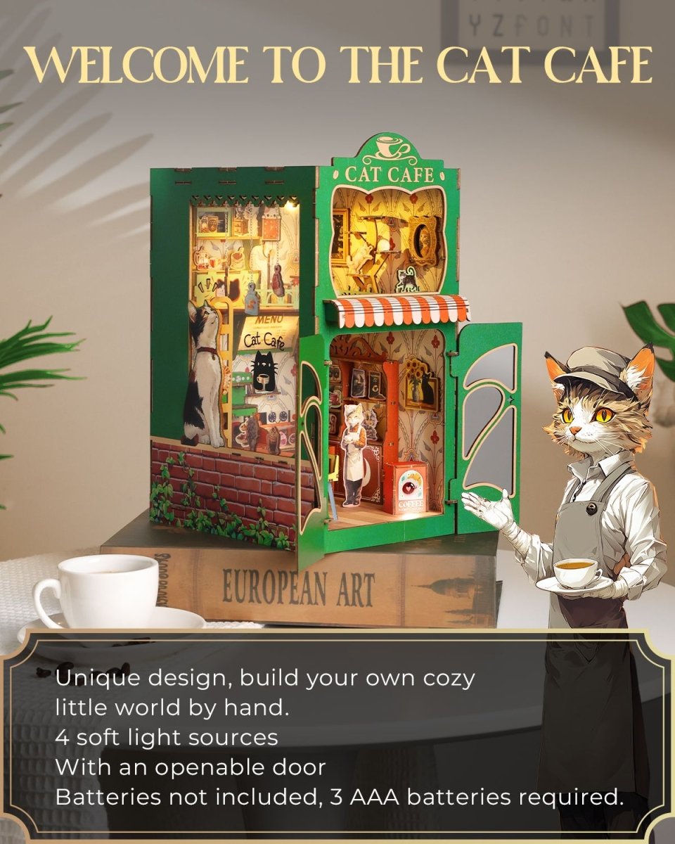 kaayee-book-nook-kit-cat-s-coffee-house-led-3d-puzzle image 2