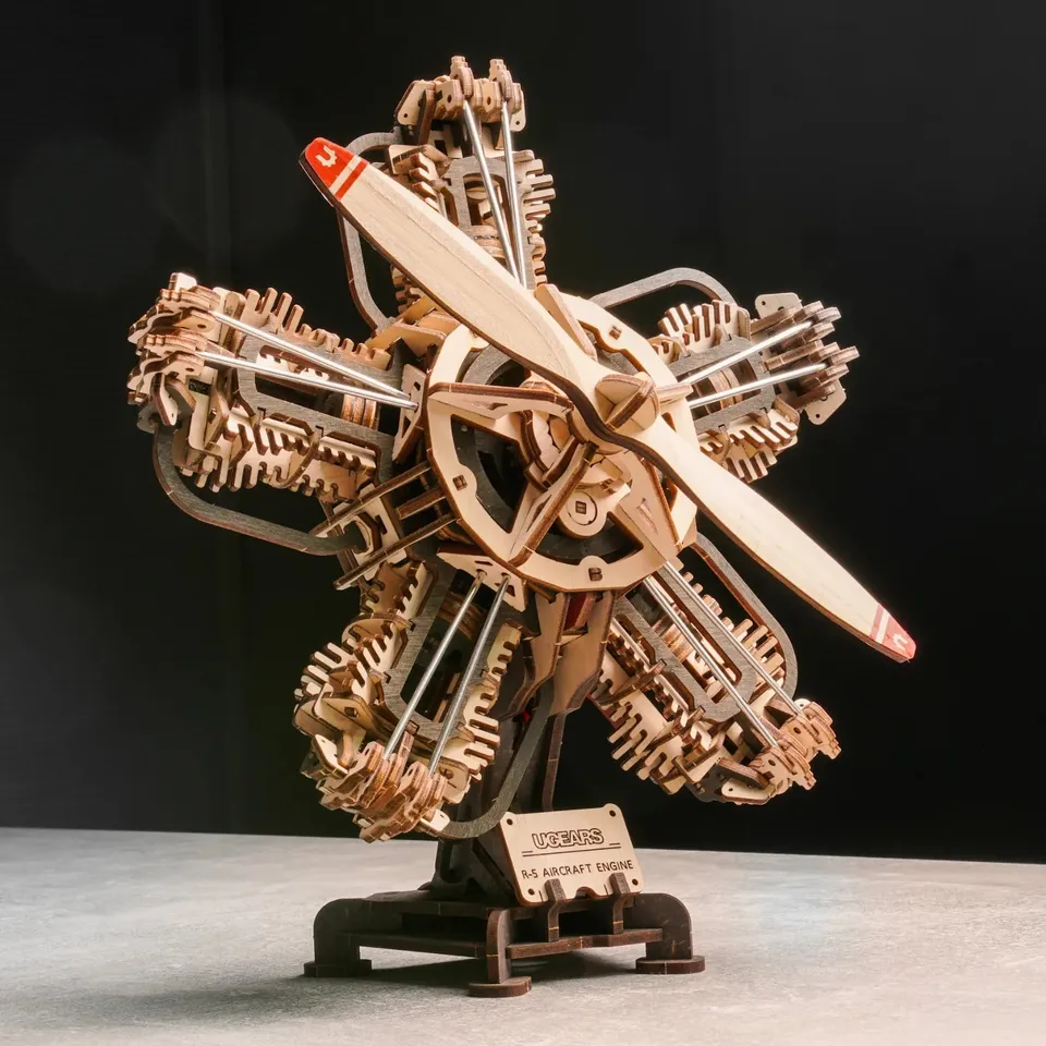 magicholz-mechanischer-bausatz-r-5-flugzeugmotor-holz-470-teile image 1