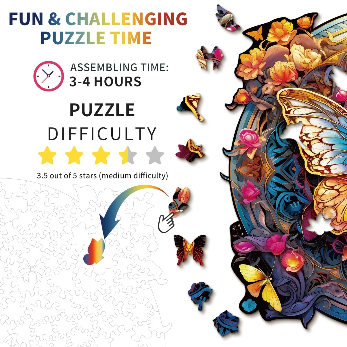 kaayee-flapping-butterfly-holzpuzzle-medium-tiermotiv image 4