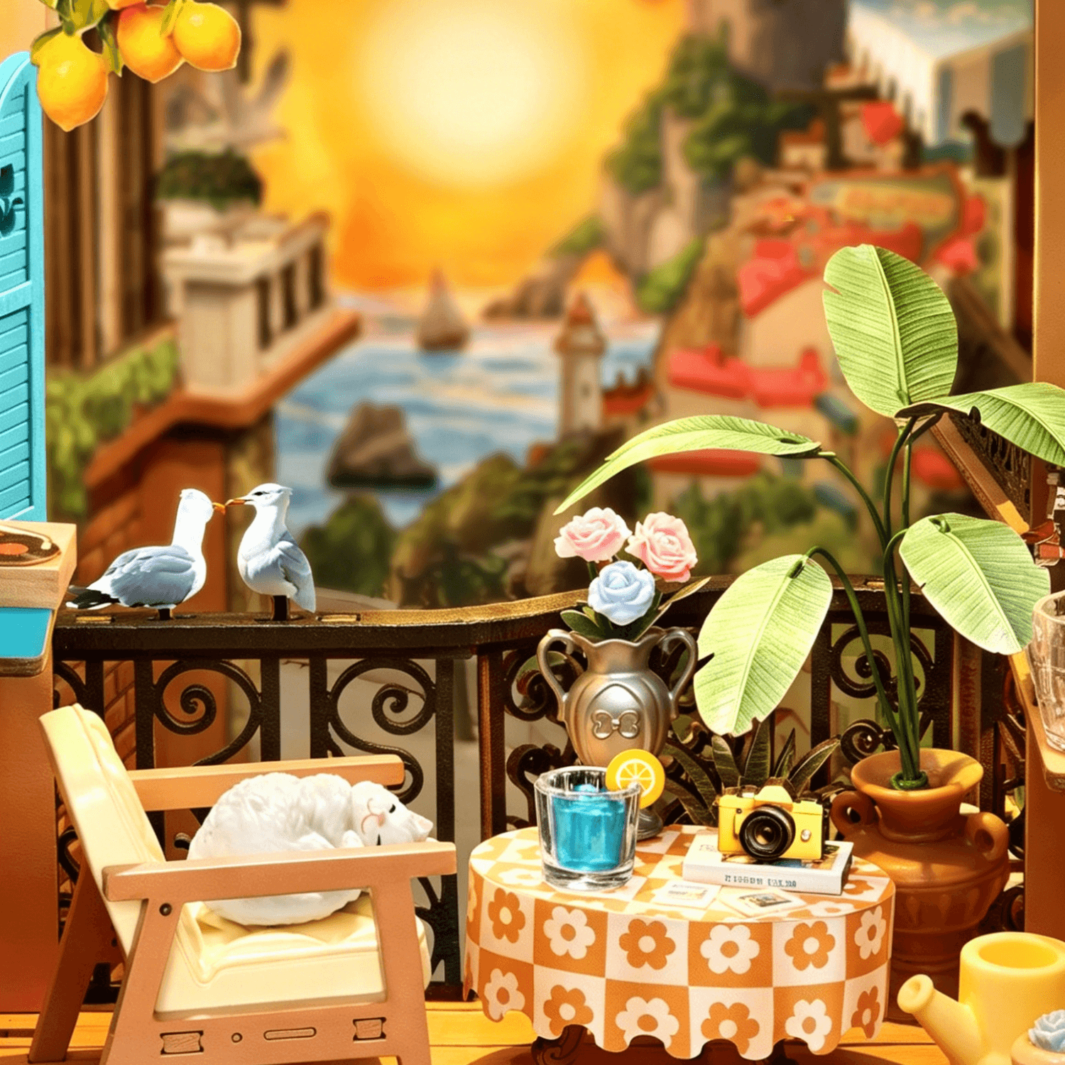 magicholz-book-nook-sunset-isle-mediterran-mit-led-licht image 4