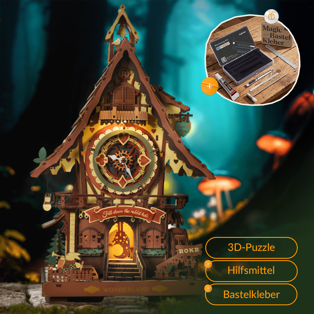 magicholz-kuckucksuhr-starter-kit-holzmodell-mit-werkzeug-kleber image 1