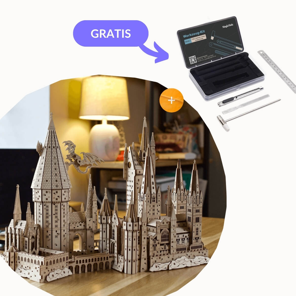magicholz-schloss-hogwarts-starter-kit-holzpuzzle-werkzeug image 2