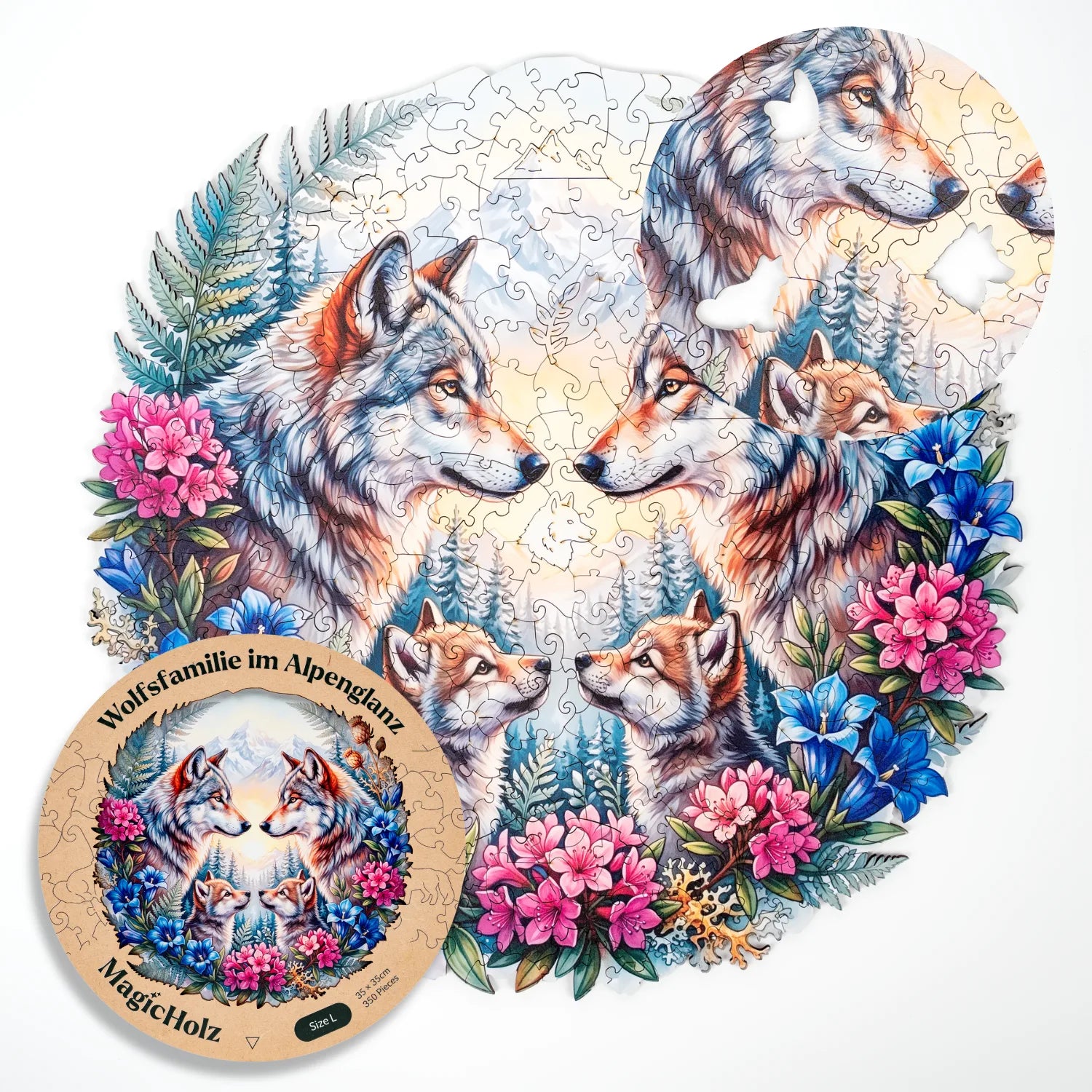 magicholz-wolfsfamilie-holzpuzzle-350-teile-mandala image 7