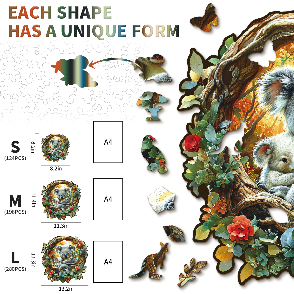 kaayee-koala-holzpuzzle-medium-mutter-kind-blumenkranz image 4
