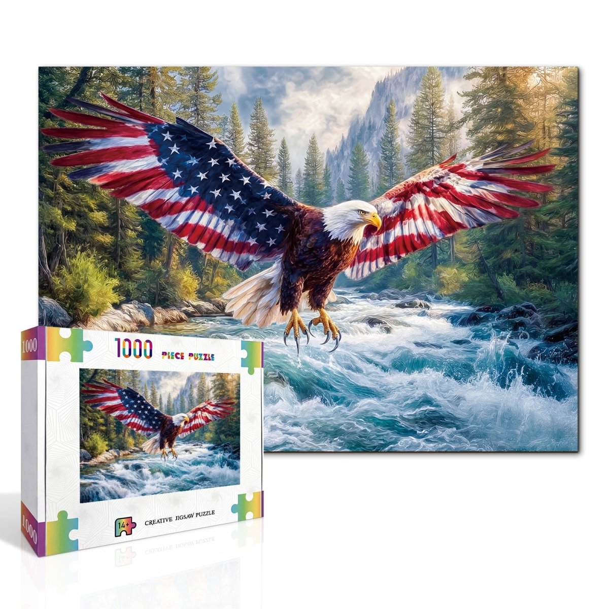 kaayee-cardboard-puzzle-flag-bald-eagle-2-1000-teile-eco image 2