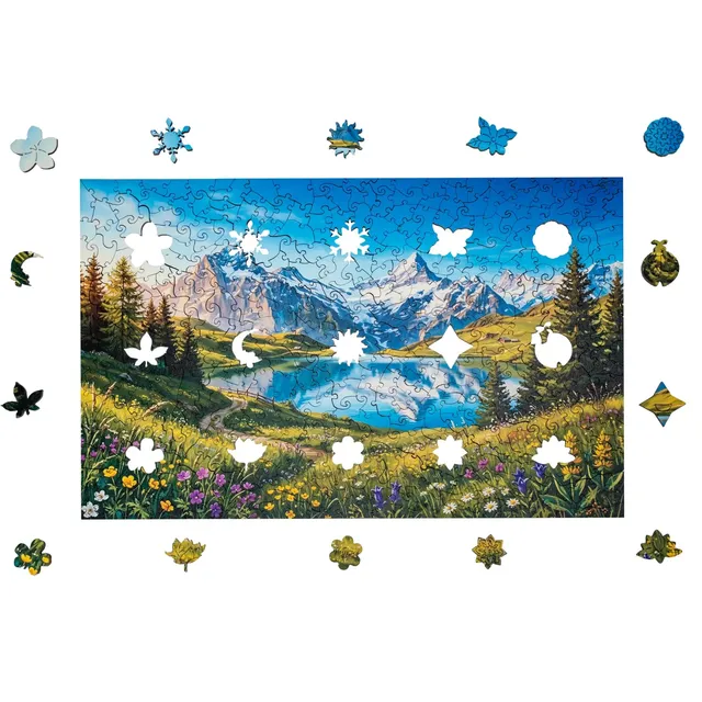 magicholz-wanddeko-alpenpanorama-mit-bergsee-puzzle-500-teile image 1
