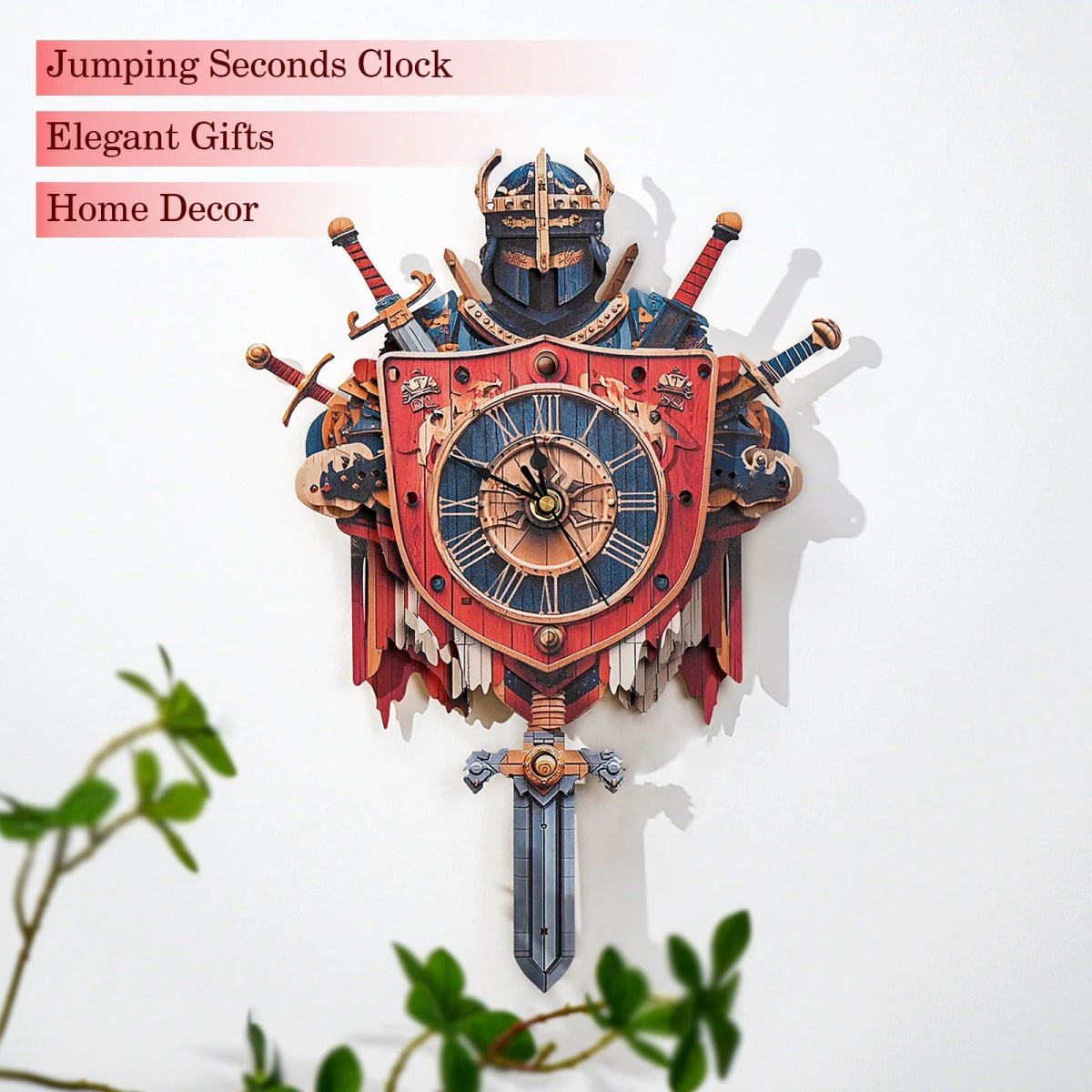 kaayee-clock-kit-knight-wanduhr-holz-ritter-motiv image 6