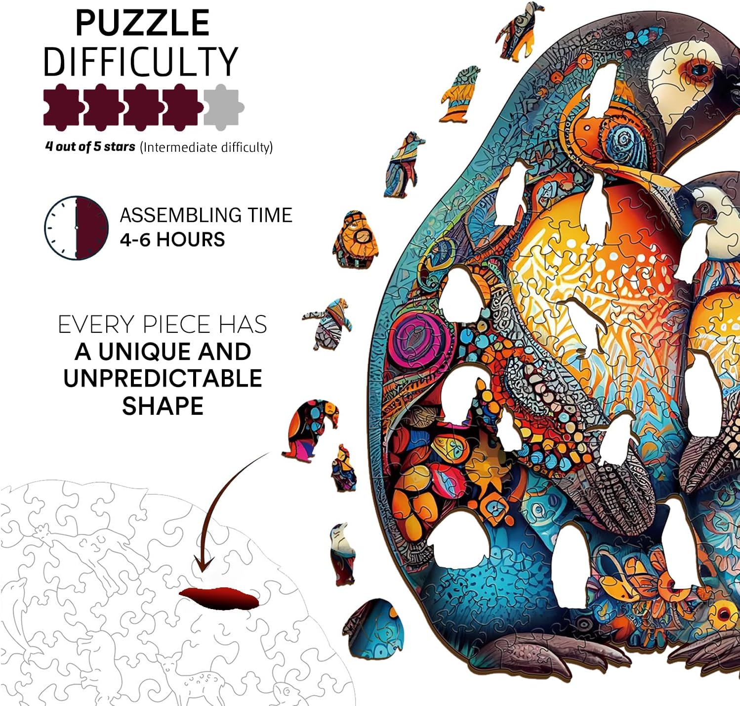jigfoxy-penguin-family-holzpuzzle-m-190-teile-tiere image 6