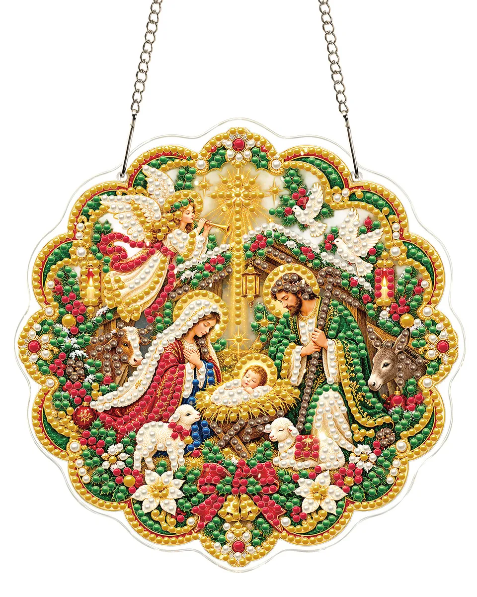 kaayee-suncatcher-holy-night-perlenbild-20-cm-krippe image 1