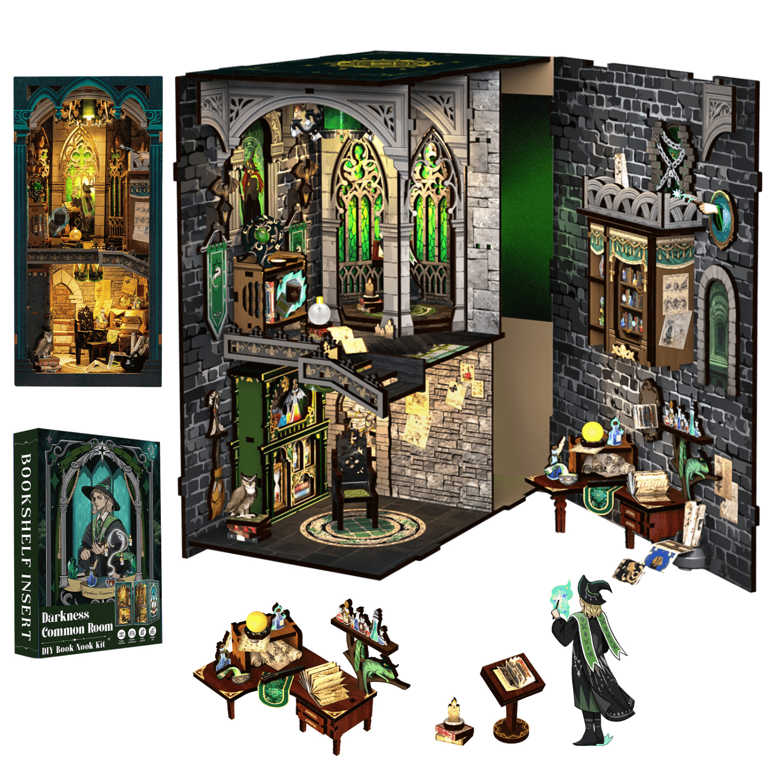 magicholz-book-nook-darkness-common-room-mit-led-licht image 8