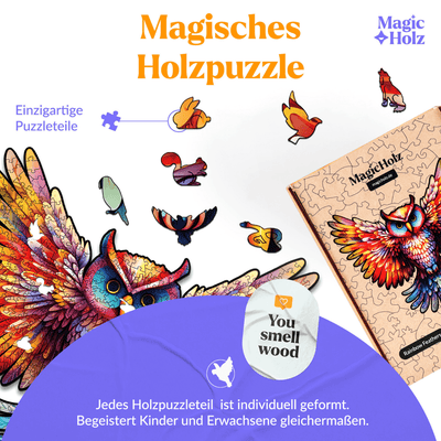 magicholz-regenbogenfeder-eule-holzpuzzle-vogelmotiv-bunt image 2