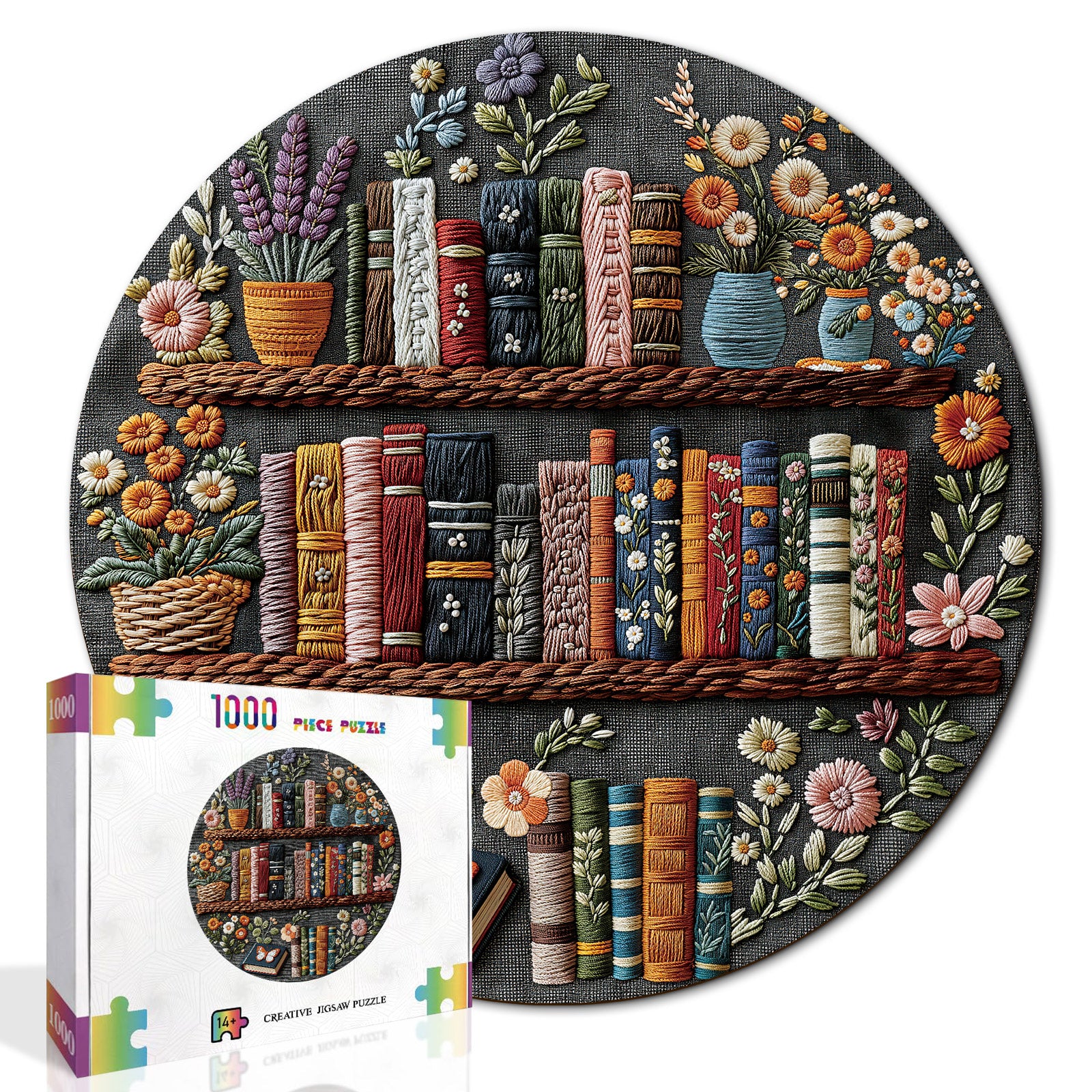 kaayee-cardboard-puzzle-floral-bookshelf-1000-teile-eco image 2