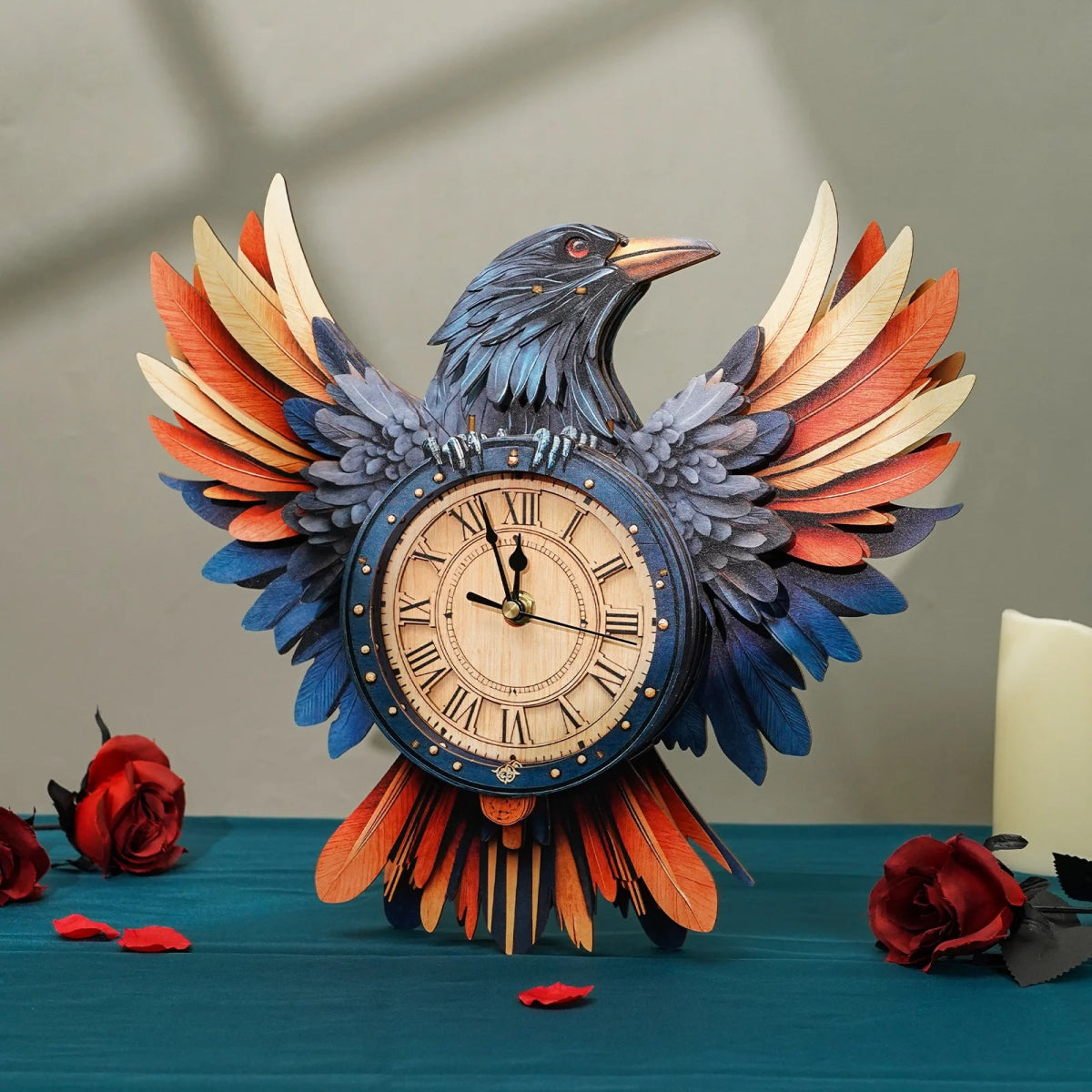 kaayee-clock-kit-raven-wanduhr-rabe-holz-3d-puzzle image 2