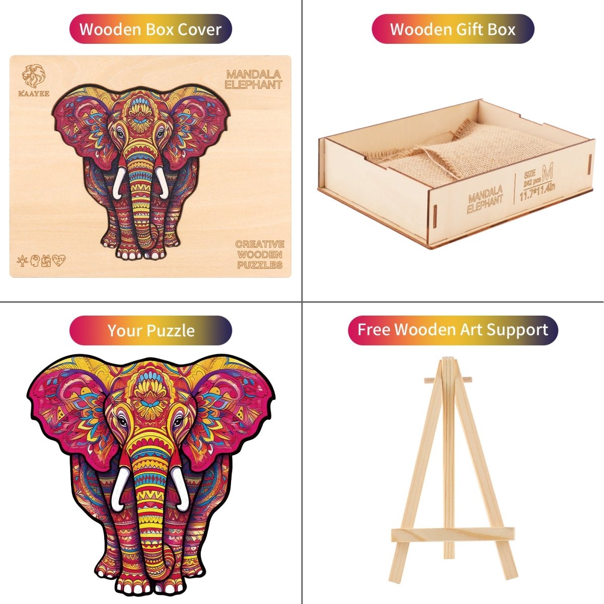 kaayee-mandala-elefant-holzpuzzle-medium-bunt-tiermotiv image 3