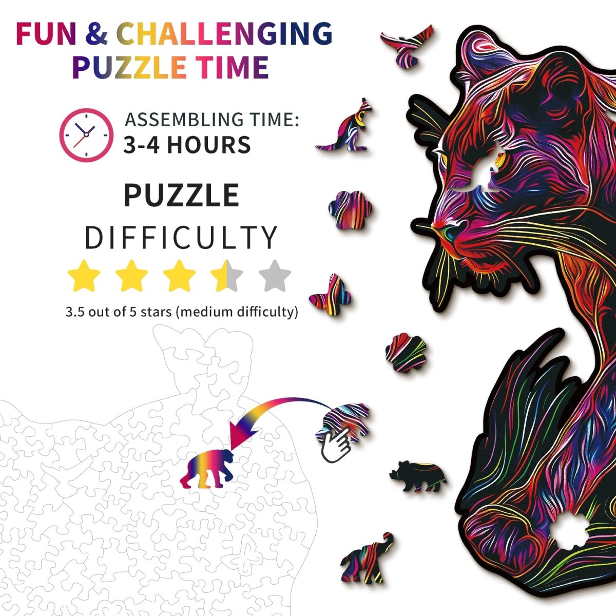 kaayee-wooden-puzzle-dazzing-panther-holzpuzzle-neon image 4