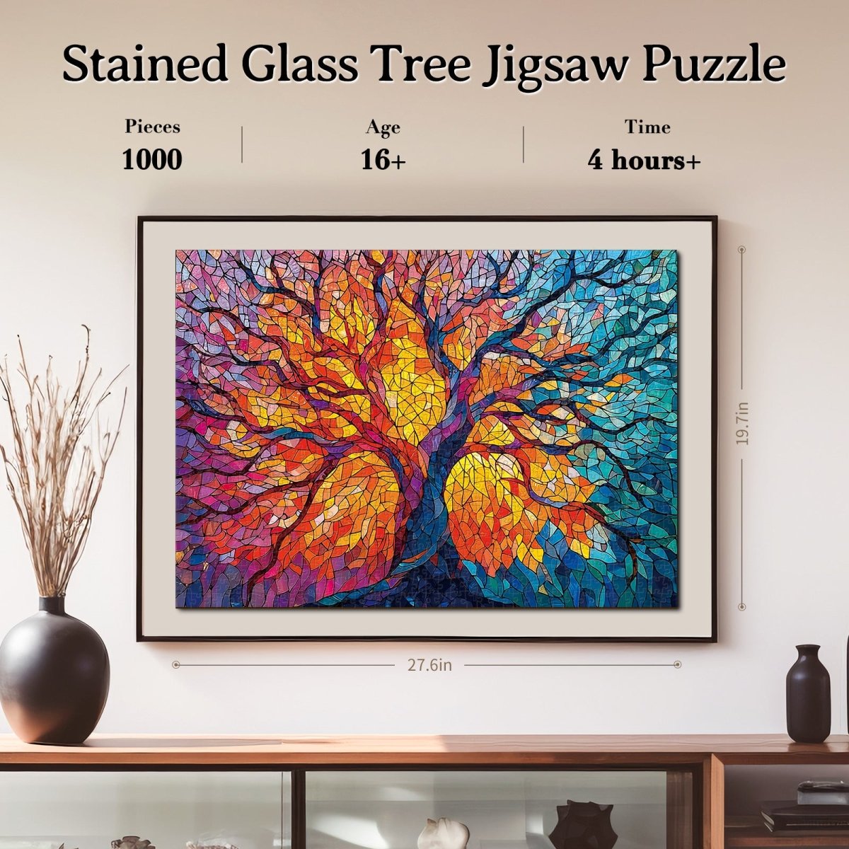 kaayee-stained-glass-tree-puzzle-1000-teile-eco-white-board image 6