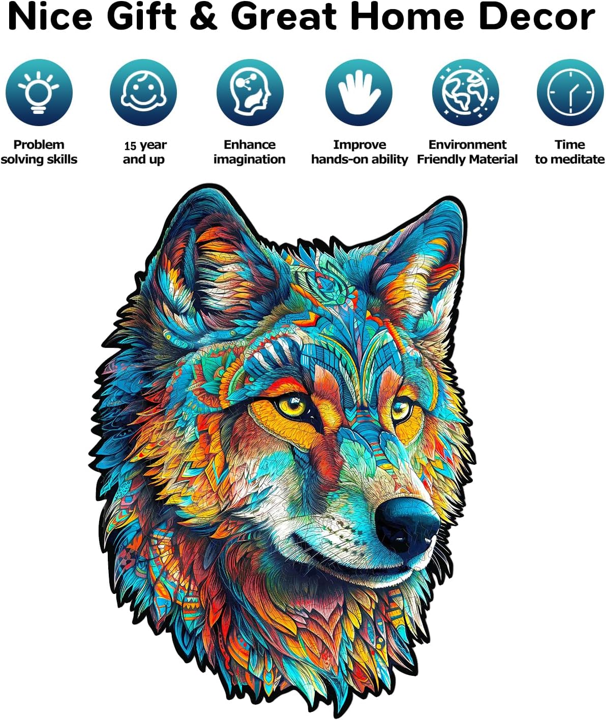 jigfoxy-wolf-holzpuzzle-m-160-teile-wolf-motiv image 3