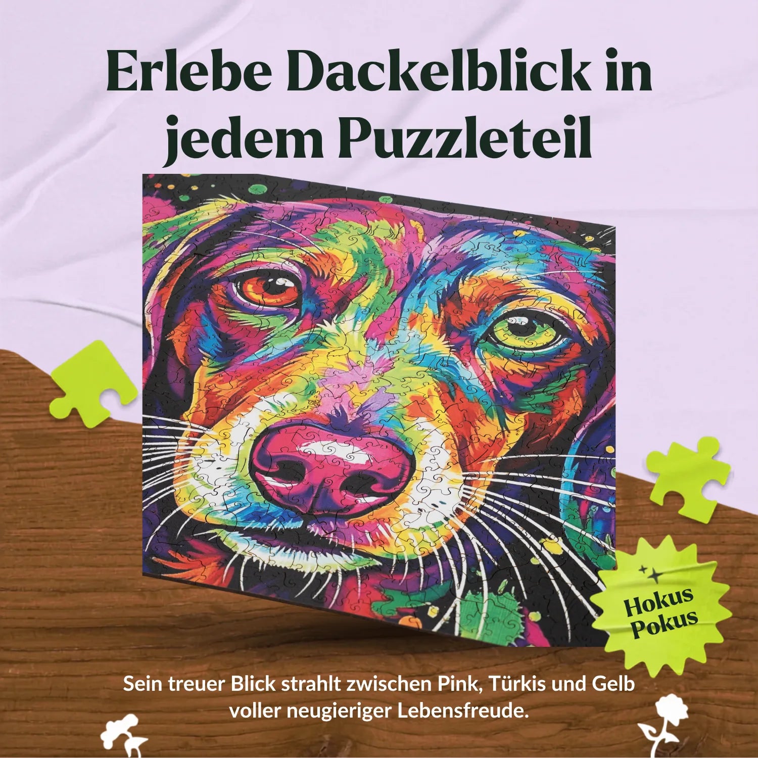 magicholz-holzpuzzle-bunter-dackel-1000-teile-mit-spezialteilen image 4