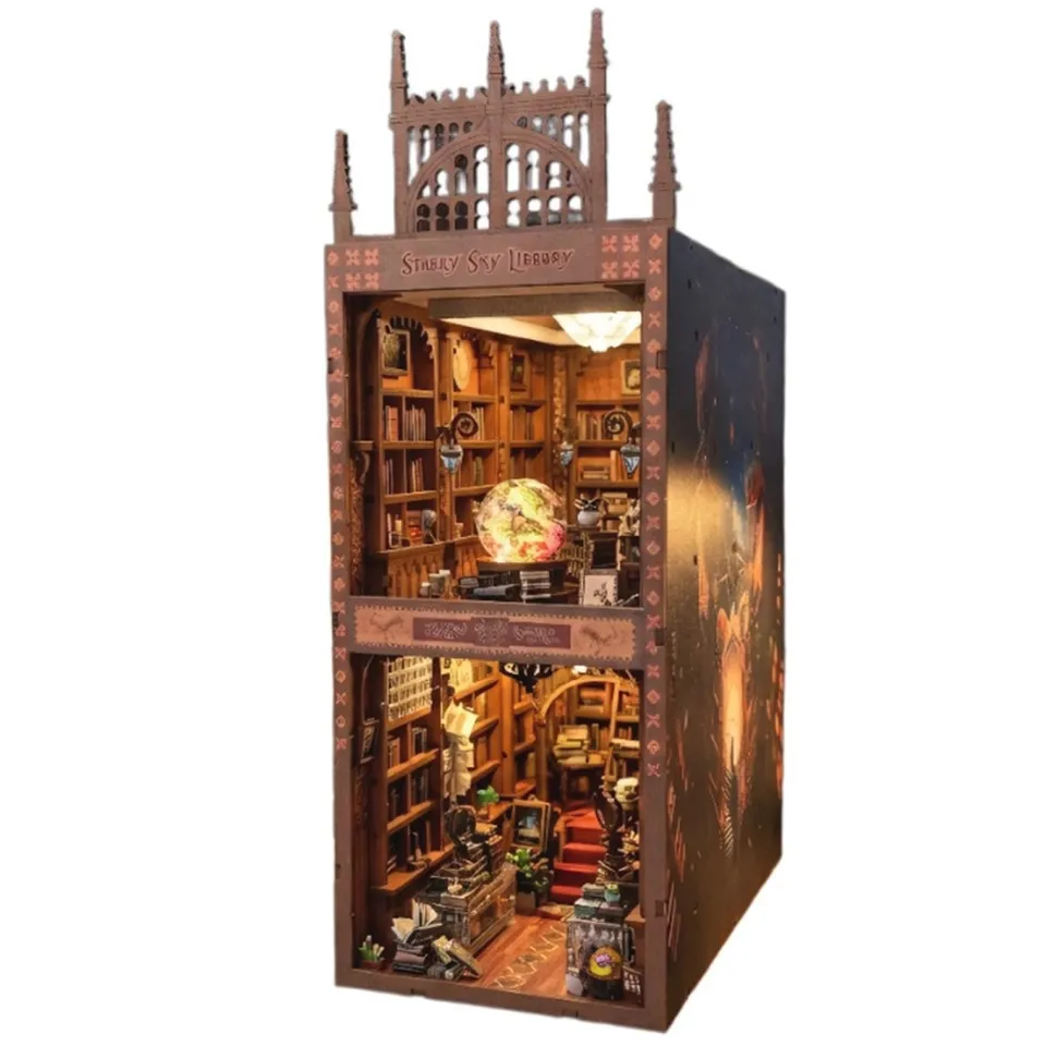 kaayee-book-nook-kit-starry-sky-library-holz-mit-led image 1
