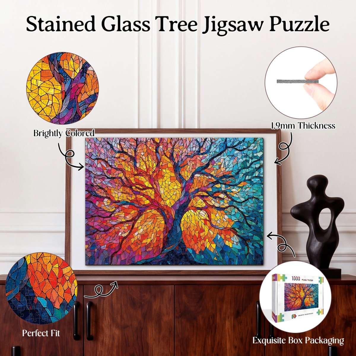 kaayee-stained-glass-tree-puzzle-1000-teile-eco-white-board image 3