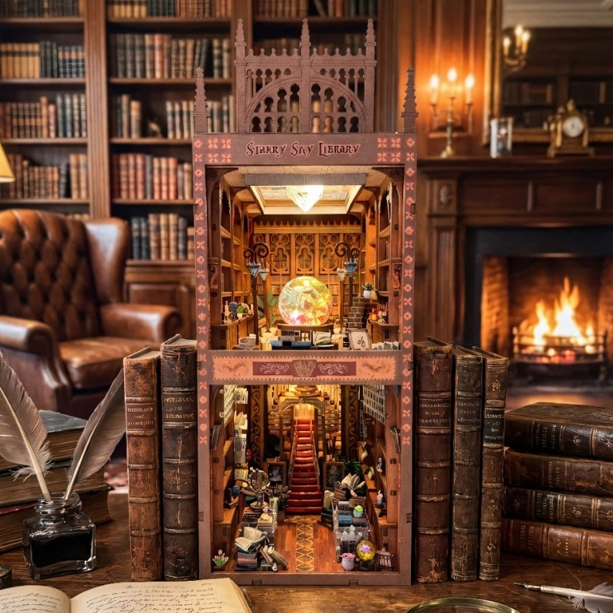 kaayee-book-nook-kit-starry-sky-library-holz-mit-led image 4