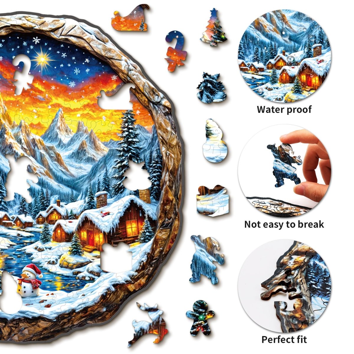 kaayee-wooden-3d-christmas-town-2-holzpuzzle-weihnachten image 2