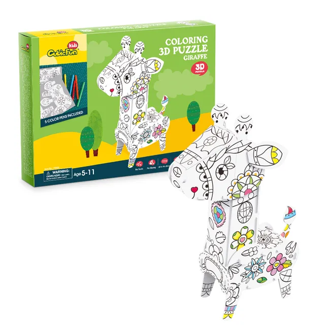 cubicfun-coloring-3d-puzzle-p696h-giraffe-ausmalpuzzle image 1