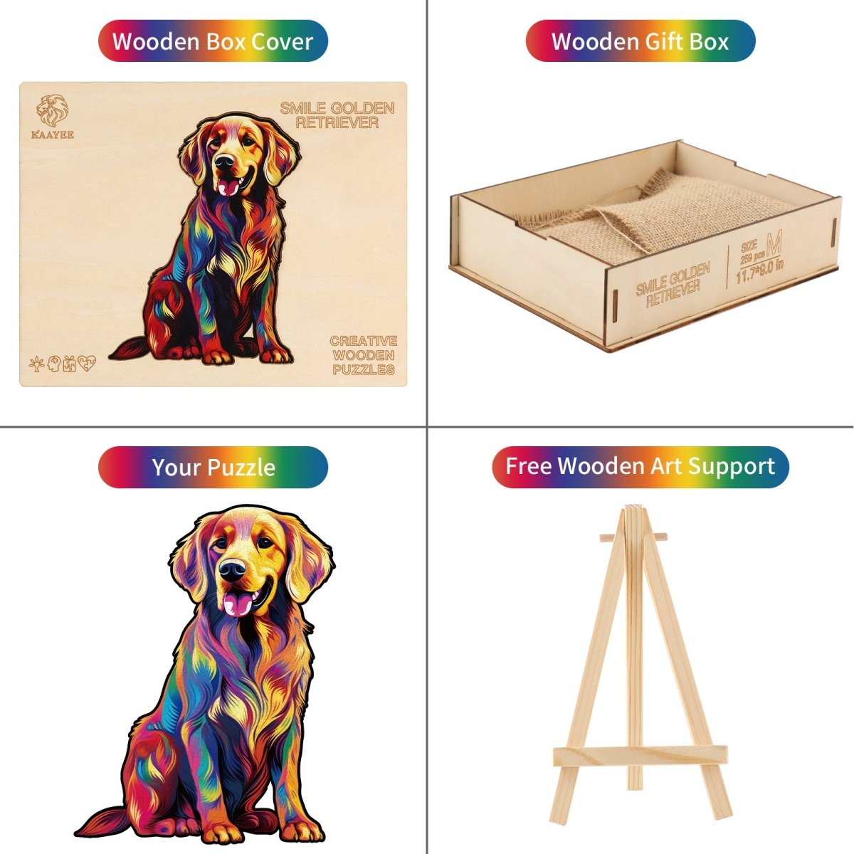 kaayee-wooden-puzzle-smile-golden-retriever-holzpuzzle-bunt-m image 3