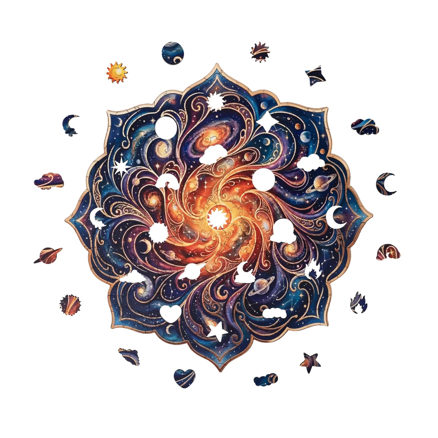 magicholz-holzpuzzle-goldener-sternenlotus-mandala-350-teile-35x35 image 8