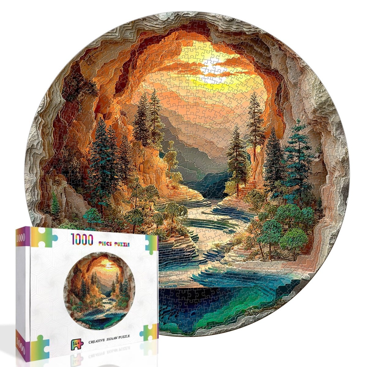 kaayee-cardboard-puzzle-sunlit-hidden-valley-1000-teile-eco image 2