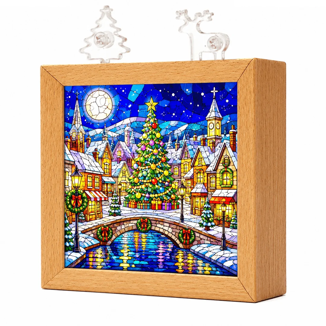 kaayee-night-light-nachtlicht-christmas-town-holzrahmen image 1