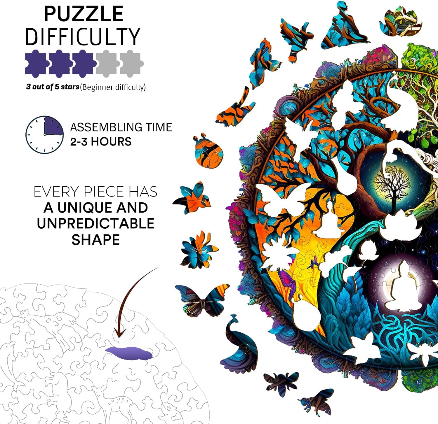 jigfoxy-tree-of-life-holzpuzzle-m-200-teile-rund image 6