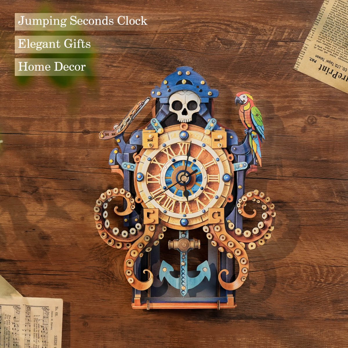kaayee-octopus-monster-holzbausatz-uhr-piraten-krake image 3