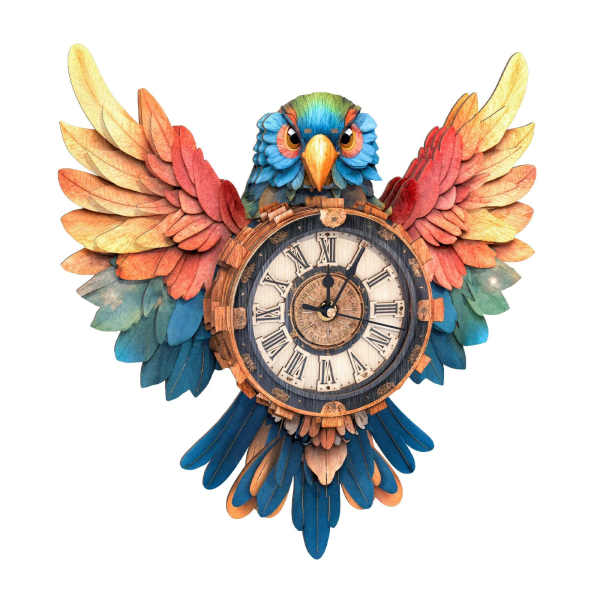 kaayee-clock-kit-parrot-holzuhr-papagei-bausatz image 1