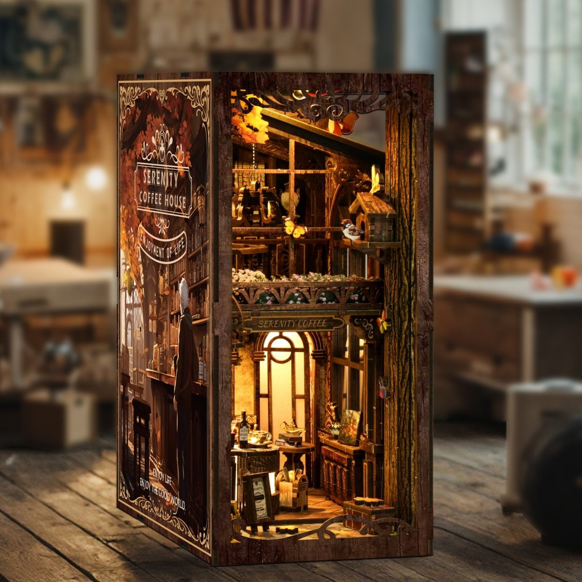 kaayee-serenity-coffee-house-book-nook-kit-holz-mit-licht image 2