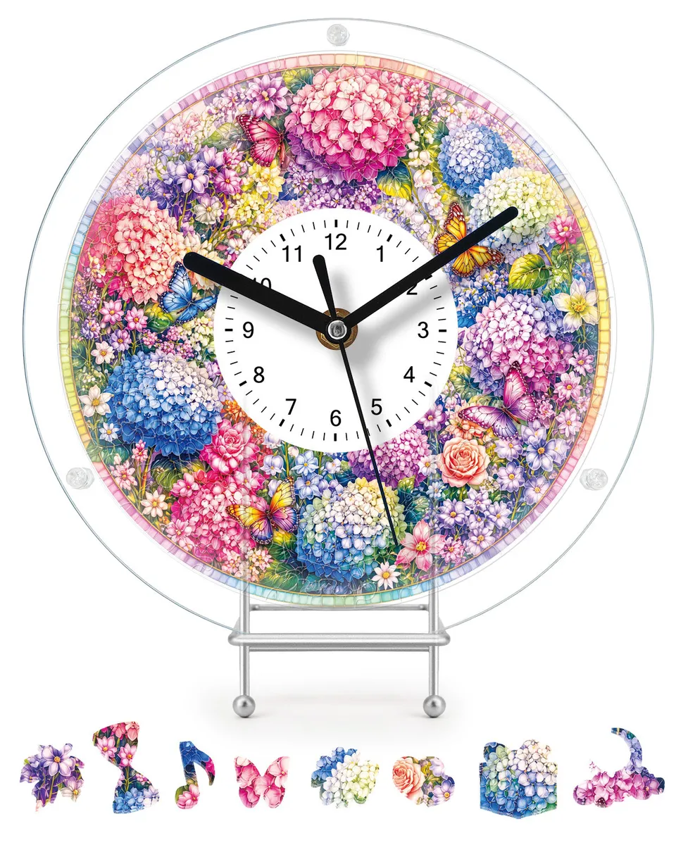 kaayee-clock-kit-hydrangea-symphony-puzzle-uhr-regular-size image 1