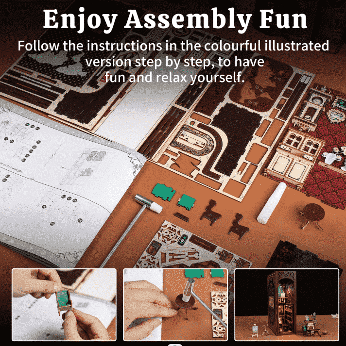 kaayee-book-nook-kit-retro-study-room-miniatur image 4