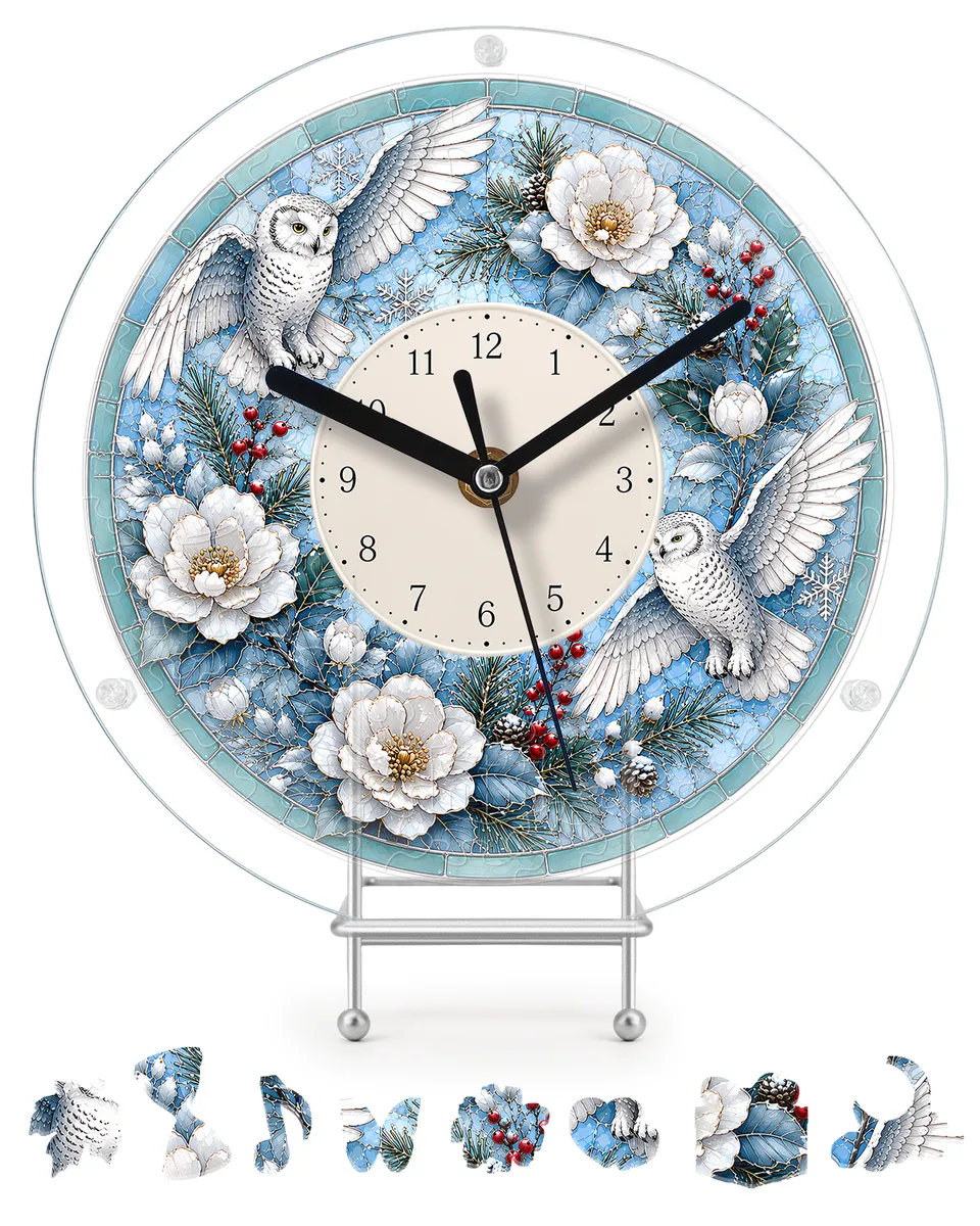kaayee-clock-kit-winter-wonderland-snowy-owl-wanduhr-regular image 1