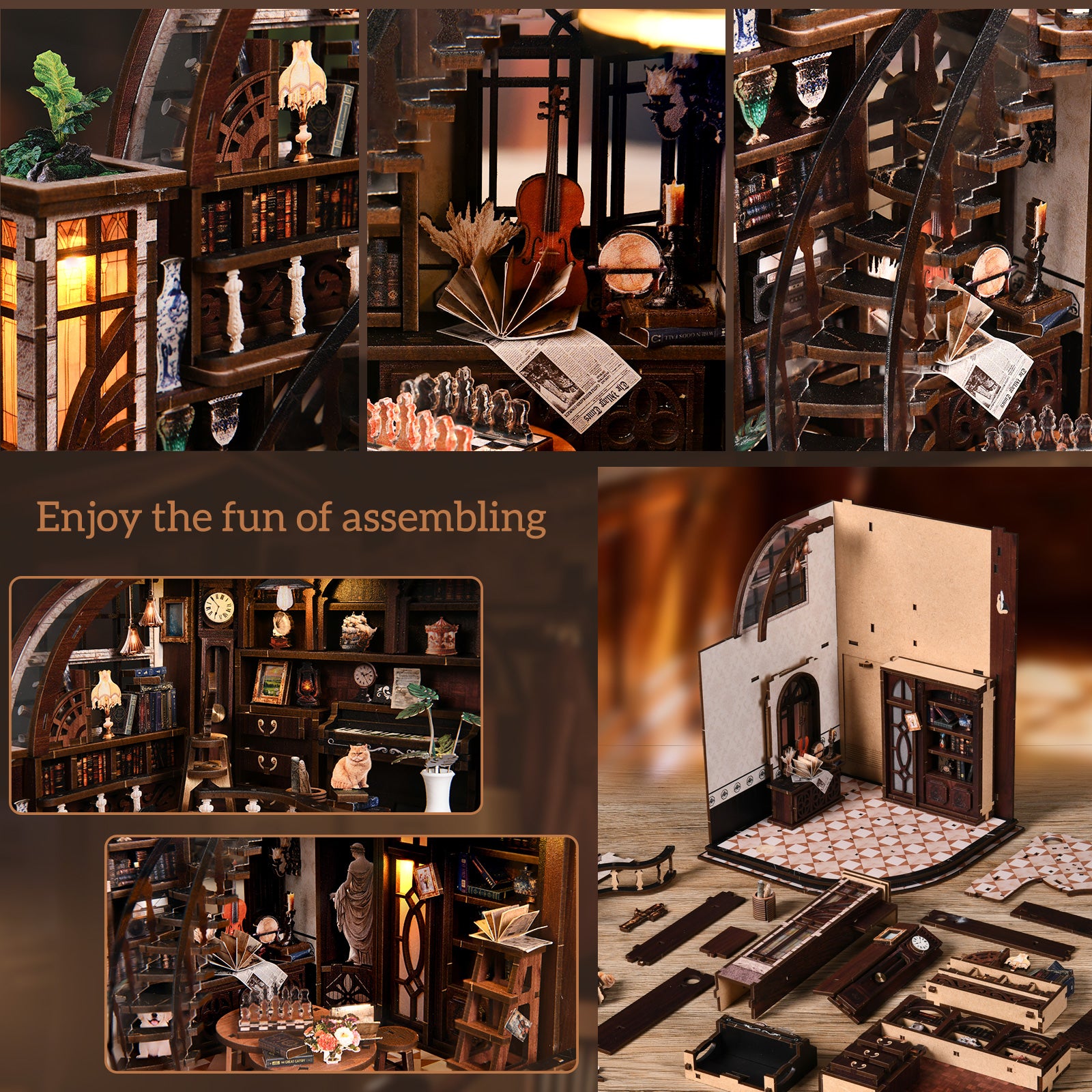 kaayee-bacchus-bookstore-miniaturhaus-bastelset-holz-mit-licht image 7