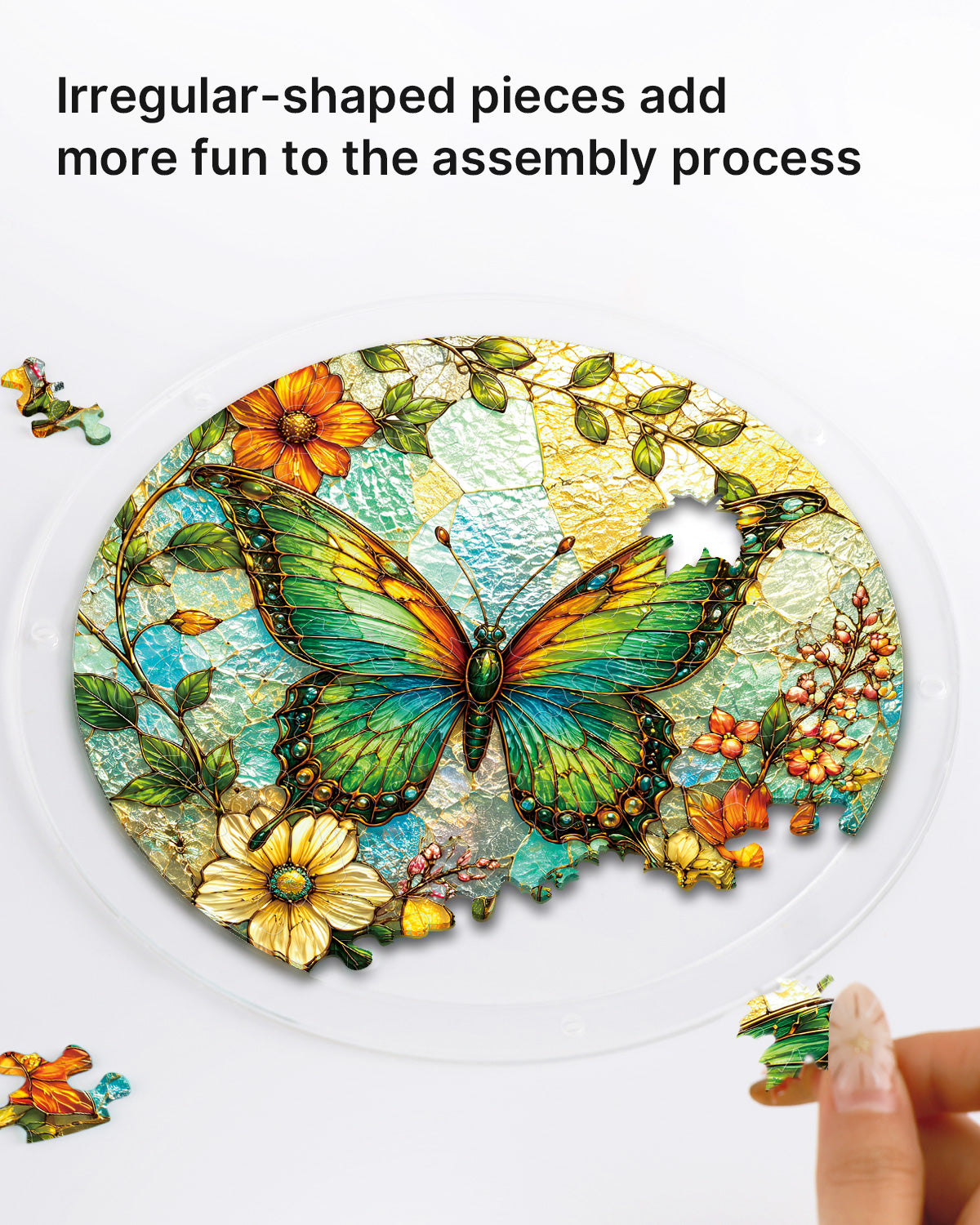 kaayee-suncatcher-emerald-butterfly-acrylpuzzle-medium-falter image 2