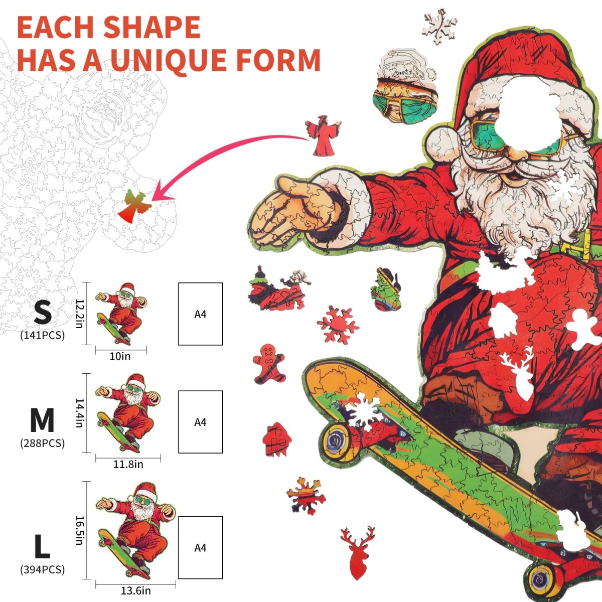 kaayee-wooden-puzzle-skateboarding-santa-holzpuzzle-small image 3