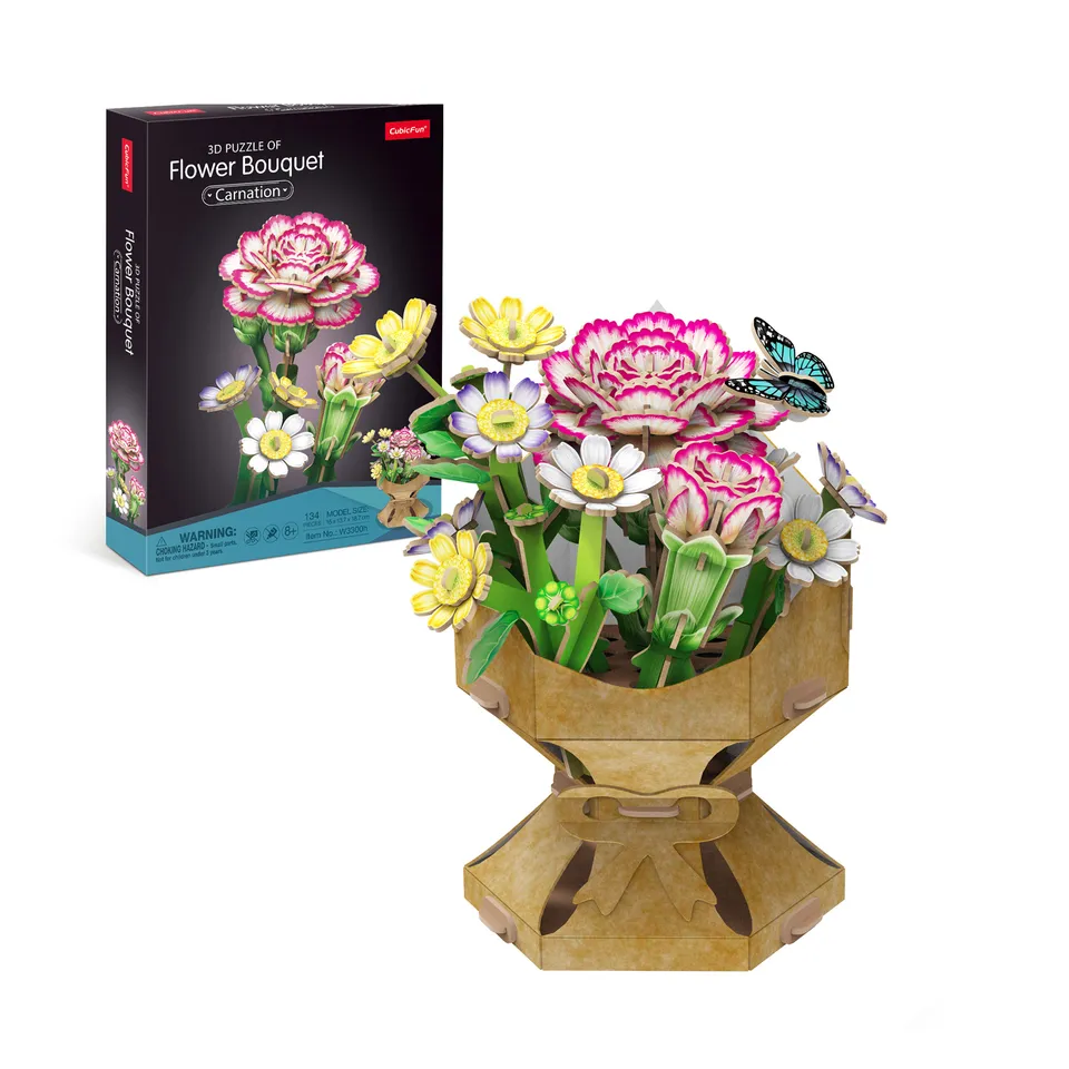 cubicfun-botanical-w3300h-nelke-3d-puzzle-blumenmodell image 1
