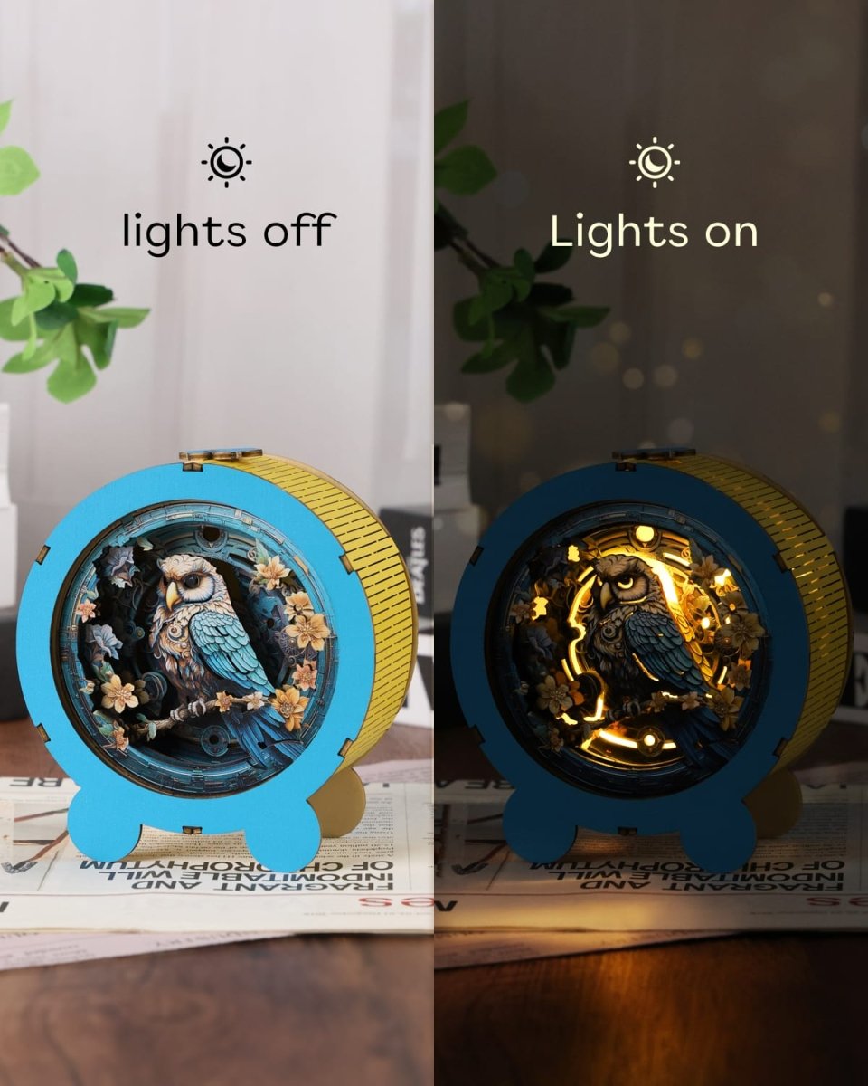 kaayee-night-light-owl-holz-nachtlicht-eule-3d-puzzle-bausatz image 2